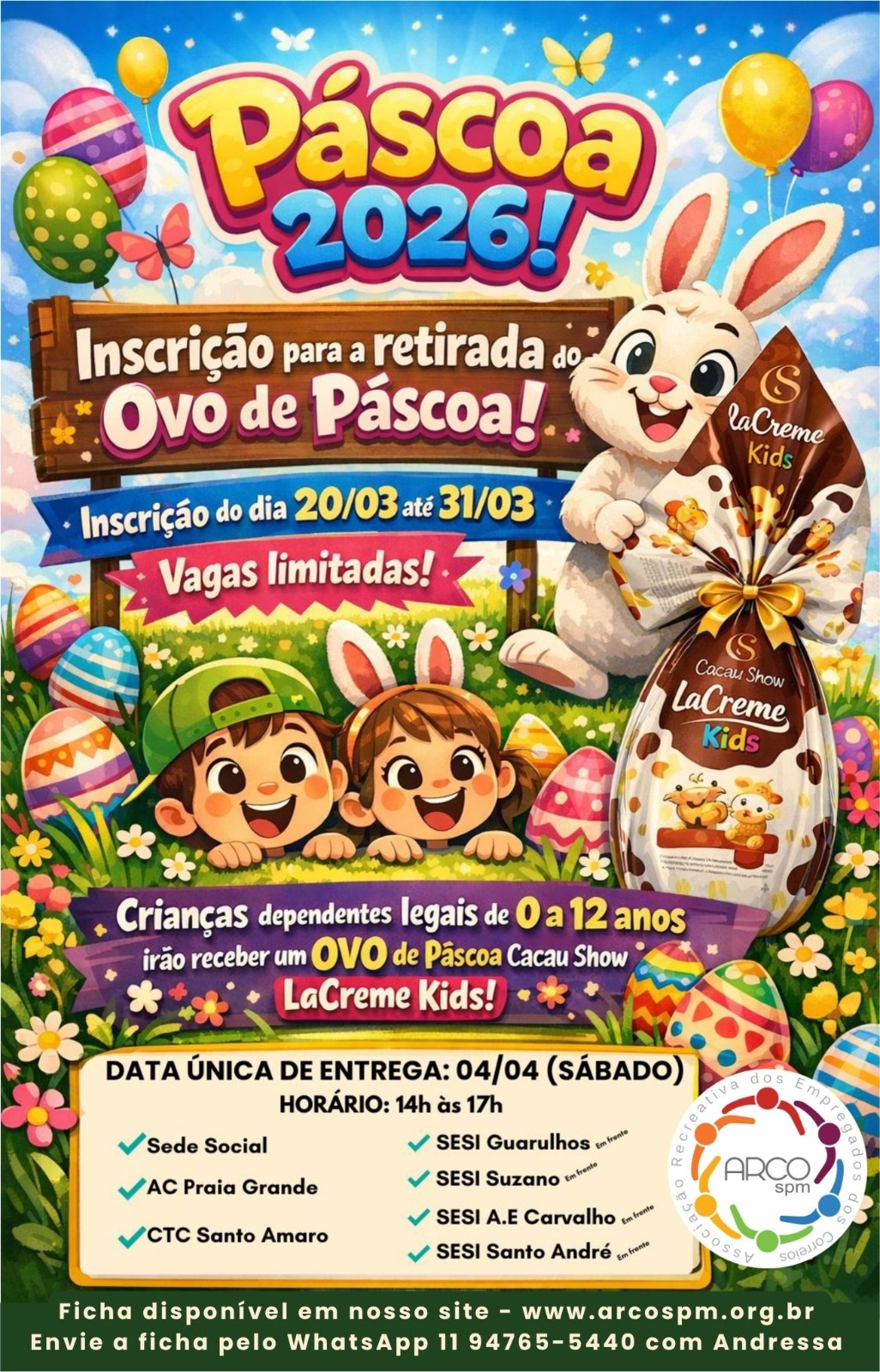 Páscoa 2026 - Inscrições Encerradas!!